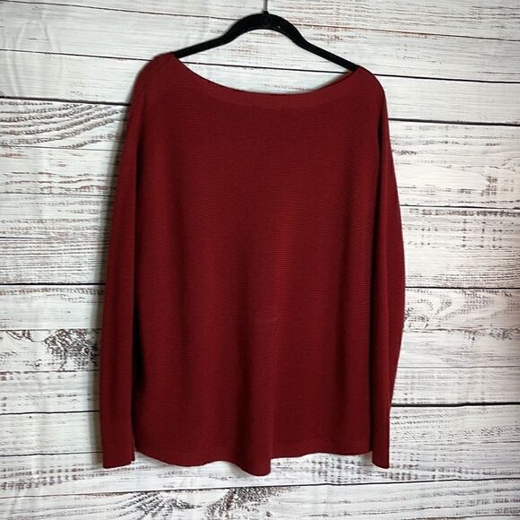Lafayette 148 New York Sweater Womens Oversized scarlet Wool Knit New burgundy - Picture 7 of 10